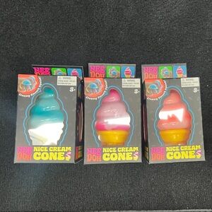 Needoh Squishy Ice Cream Cone Trio - Soft Toys-set of 3 brand new! Viral!